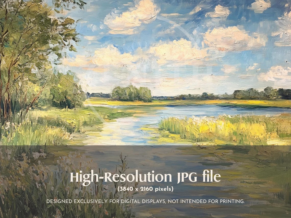 Spring River Meadow Wildflowers Sunny Impressionist Landscape Poster - Image 3