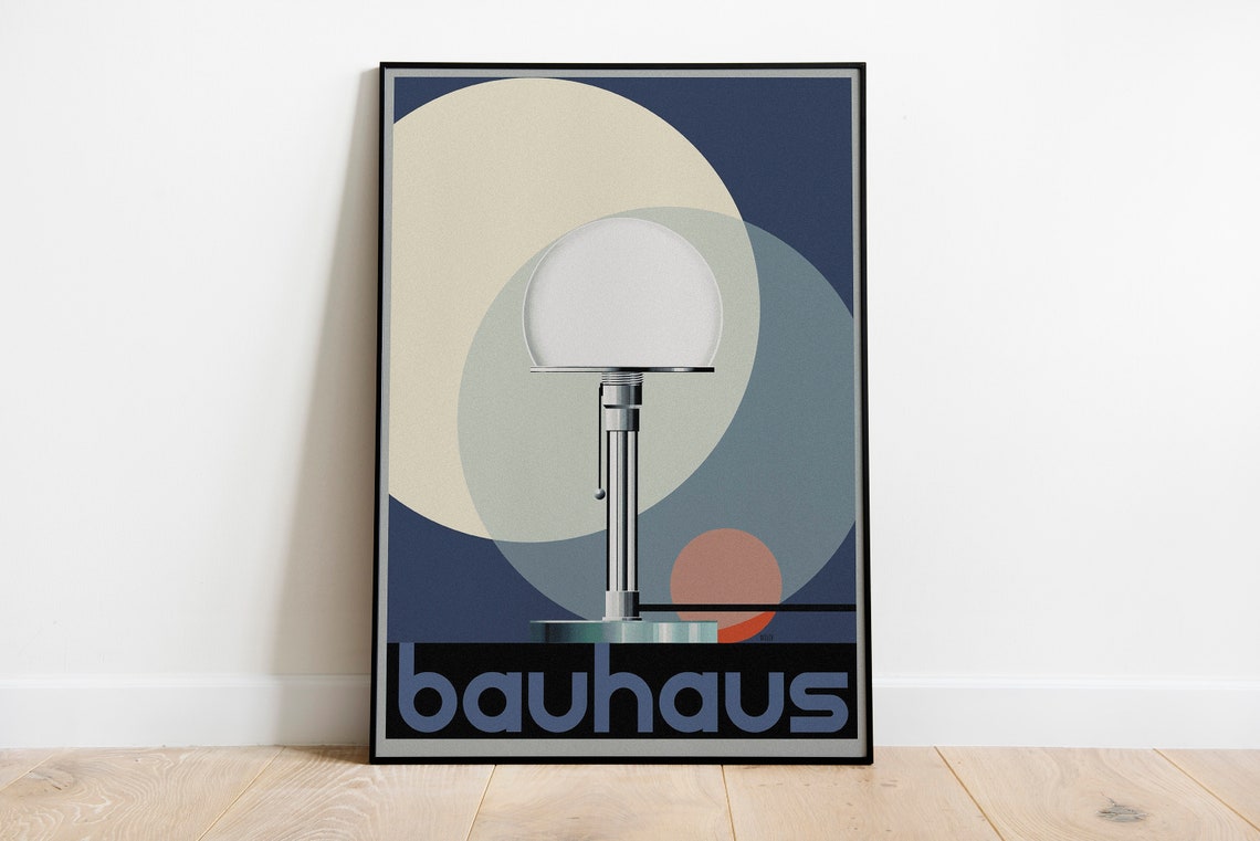 Bauhaus Table Lamp Geometric Circles Exhibition Mid Century Art Poster - Image 3