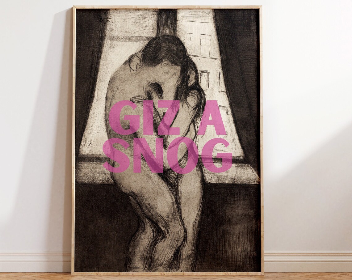 Giz A Snog Funny Vintage Altered Art Romantic Couple Kiss Poster