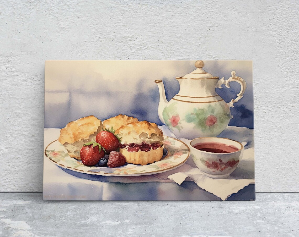 Tea And Scones Watercolor Kitchen Dining Room Art Print