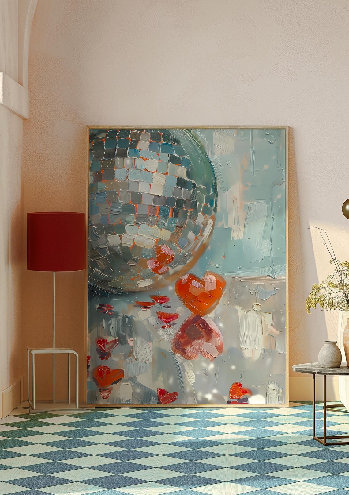 Heart Shaped Mirrorball, Blue Love Disco Decor - Image 2