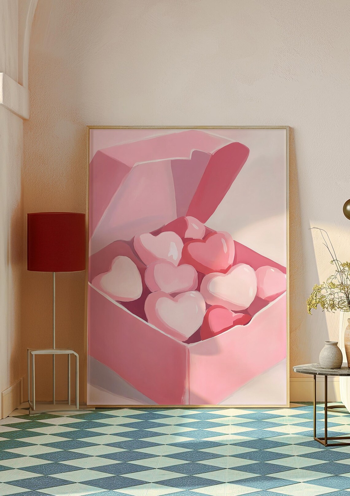 Pink Box of Heart Candies Valentine's Day Girly Kitchen Decor Poster - Image 3