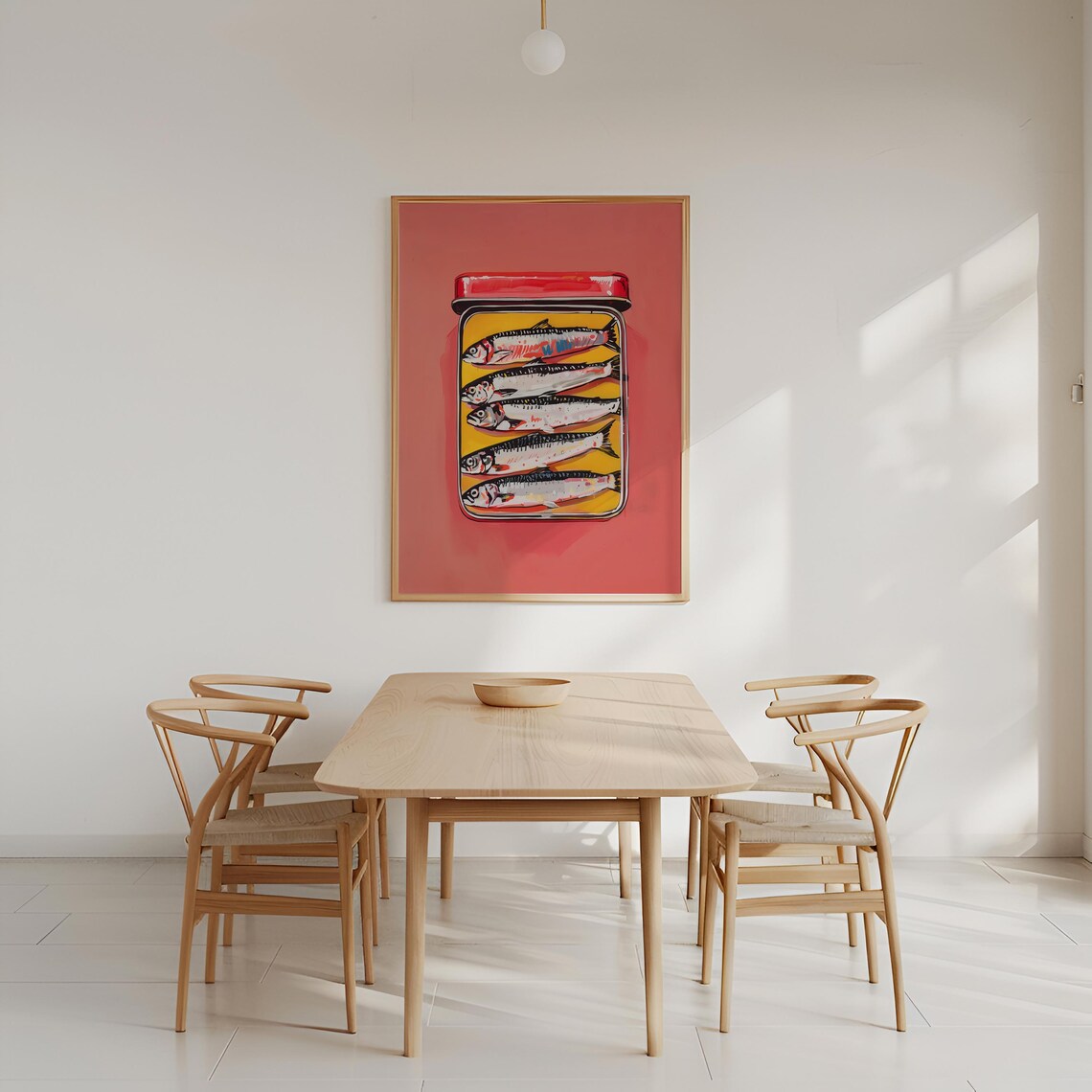 Pastel Pink Sardines Vintage Kitchen Art Print - Image 4