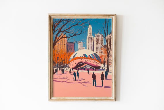 Retro Chicago Vintage Travel Poster Art Print