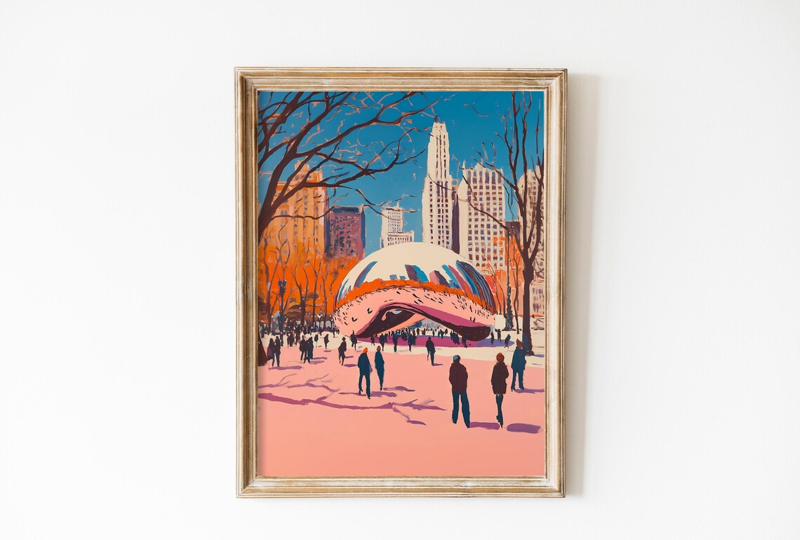 Retro Chicago Vintage Travel Poster Art Print