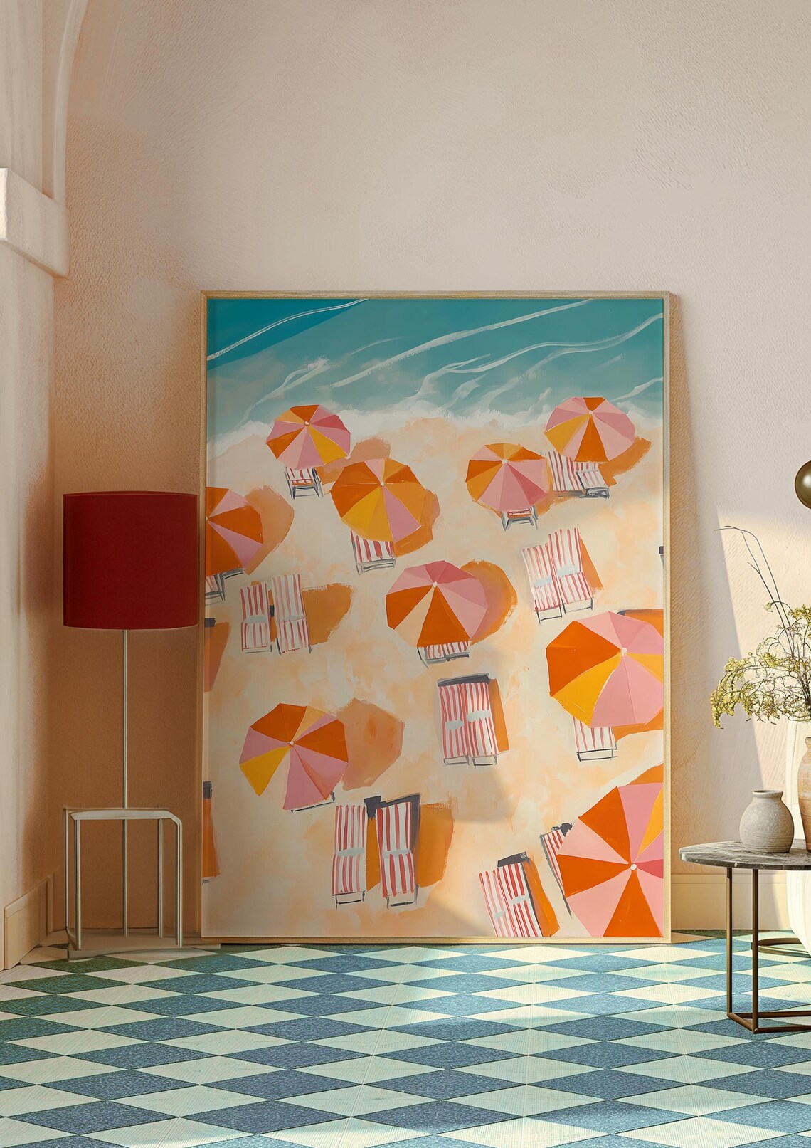 Retro Beach Print, Abstract Italy Coastal Decor - Image 2