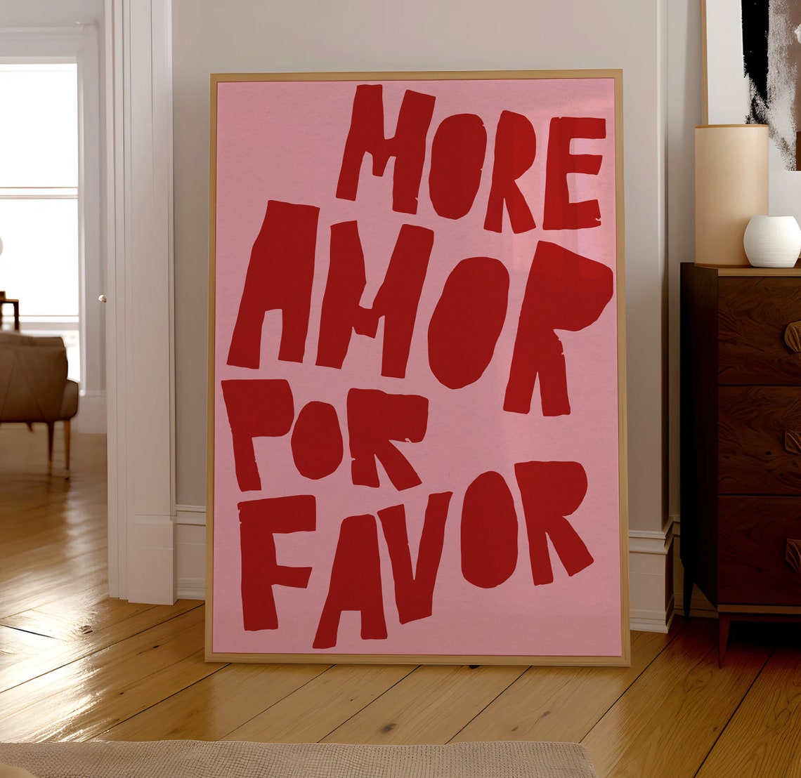 More Amor Por Favor Poster Love Quote Print Red Pink Wall Art Print Trendy Poster Aesthetic Modern Eclectic Poster Preppy Room Maximalist