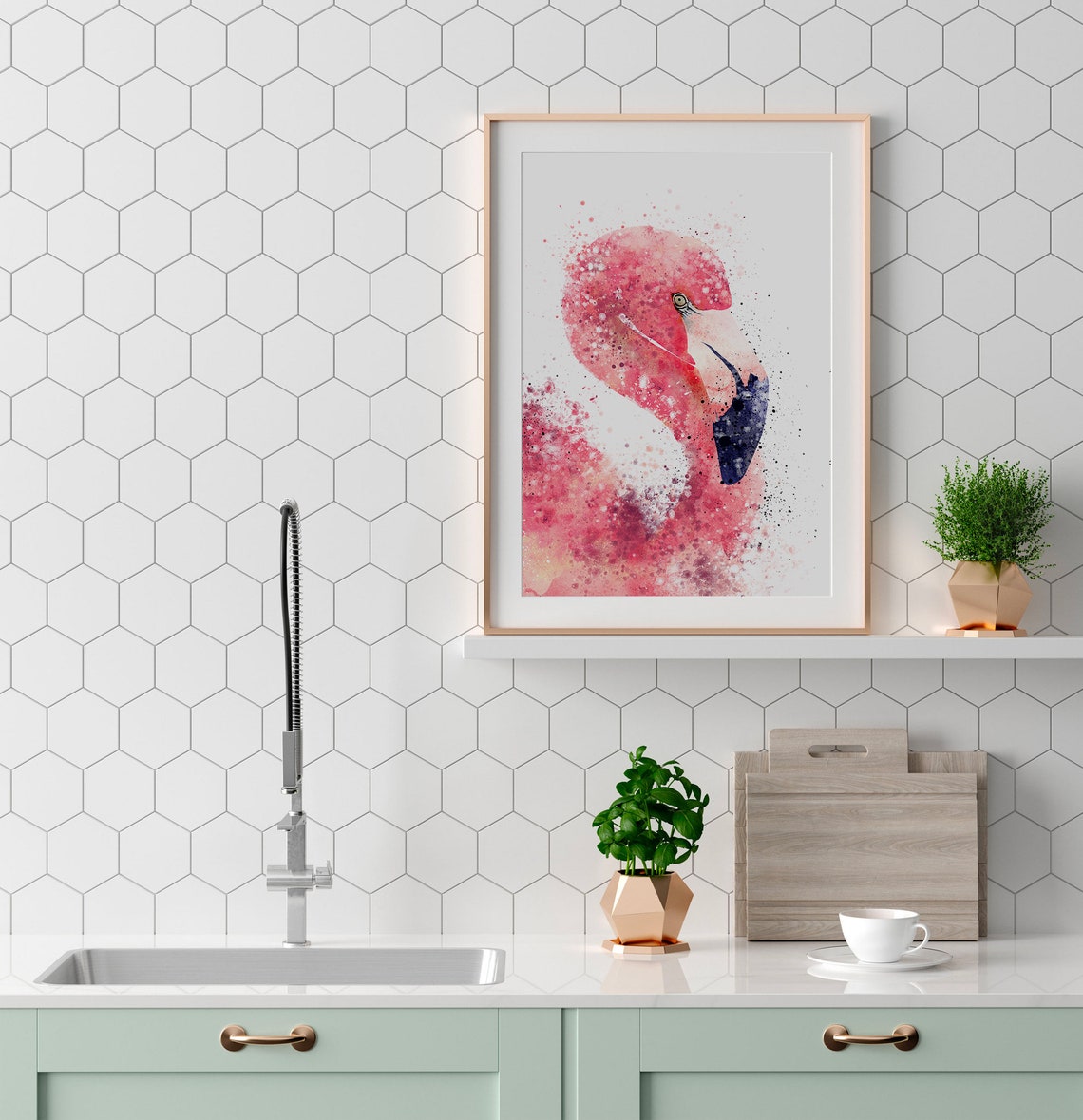 Watercolor Flamingo Art Print Decor Pink Flamingo Animal Print Nursery Print Girls Room Decor Scandinavian Art Print Nursery Decor