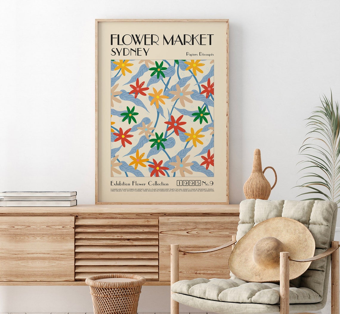 Flower Market Print Flower Market Poster Sydney Sign Flower Wall Flower Shop Sign Flower Print Florist Gift Wall Art