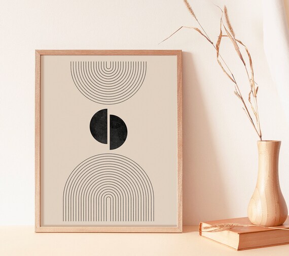 Mid Century Line Art Black Geometric Line Art Modern Abstract Art Abstract Wall Art Minimalist Print Living Room Wall Art Wall Decor