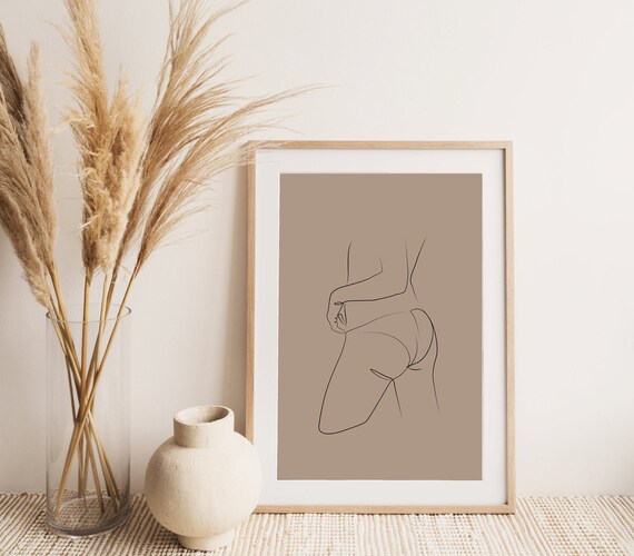 Boho Line Drawing Neutral Body Fine Line Print Abstract Scandinavian Wall Art Confidence Prints Poster Minimalist Art Decor