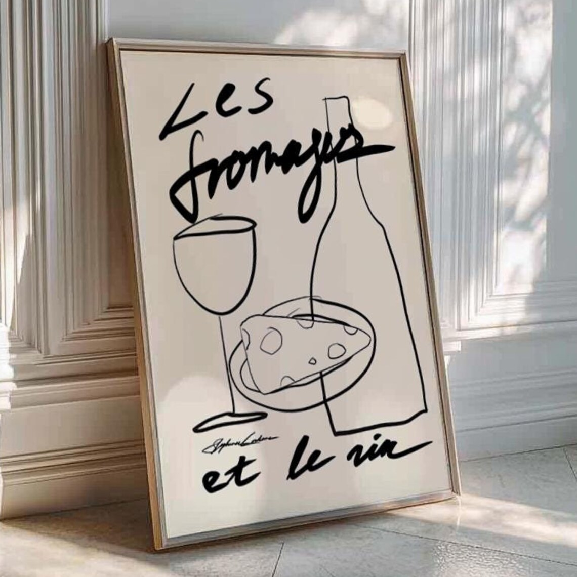 Les Fromages Et Le Vin Retro Kitchen Poster Print