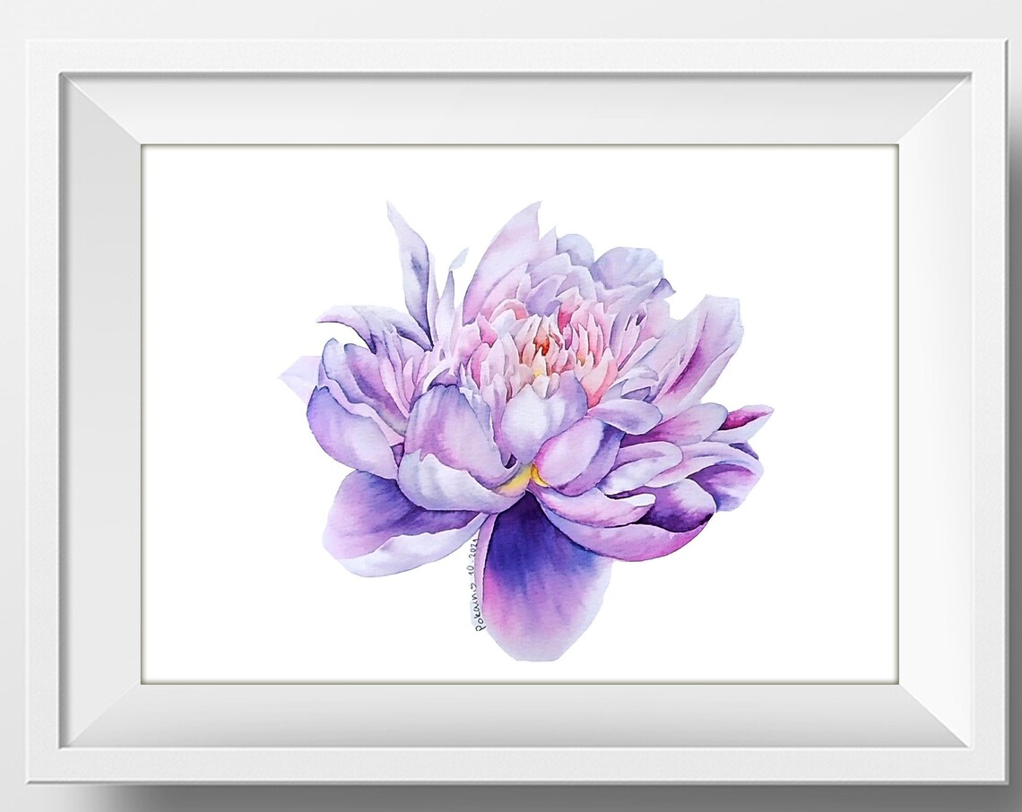 Lavender Peony Watercolor Single Bloom Pastel Floral Art Poster - Image 5