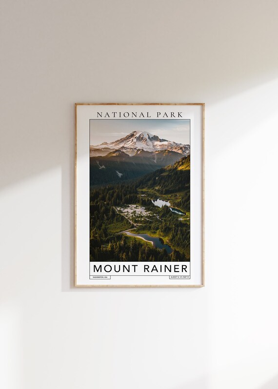 Mount Rainier National Park Washington Snowcapped Peak Travel Poster