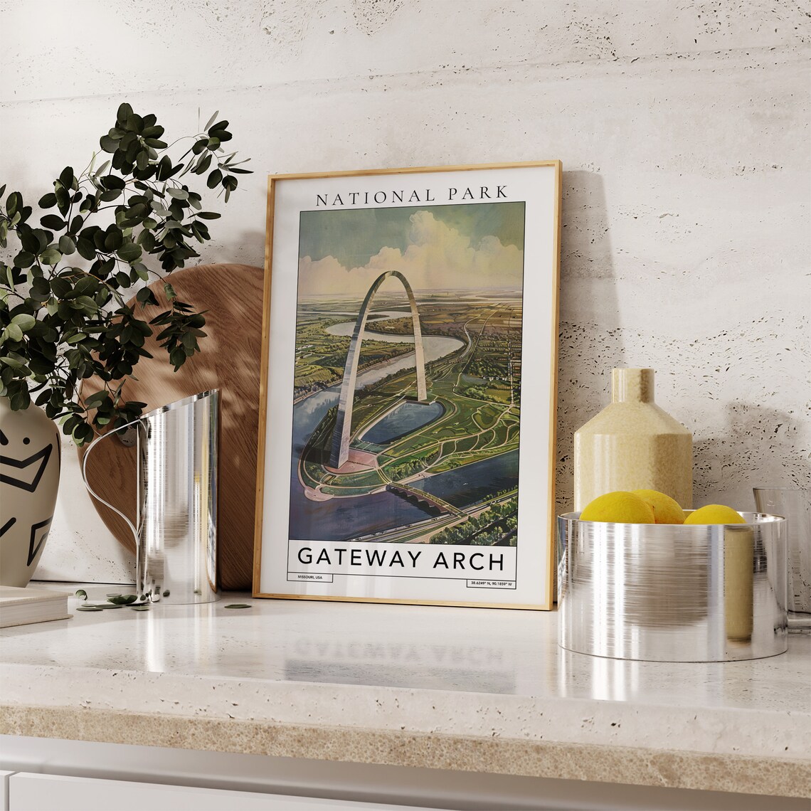 Gateway Arch St Louis Missouri Aerial View National Park Travel Poster - Image 2