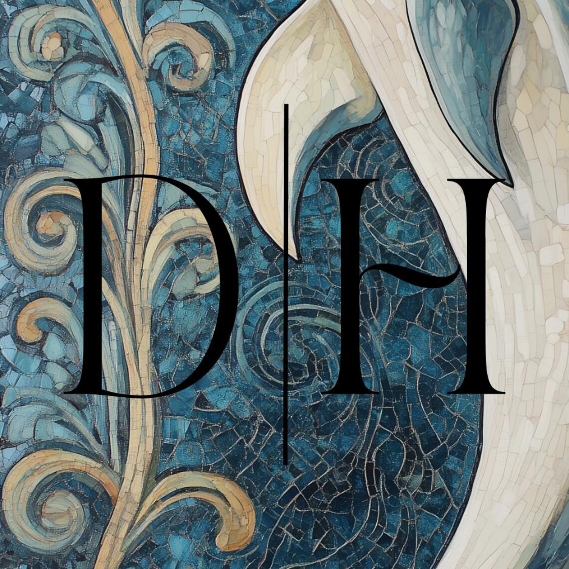 Dolphin William Morris Inspired Ocean Floral Art Nouveau Teal Poster - Image 3