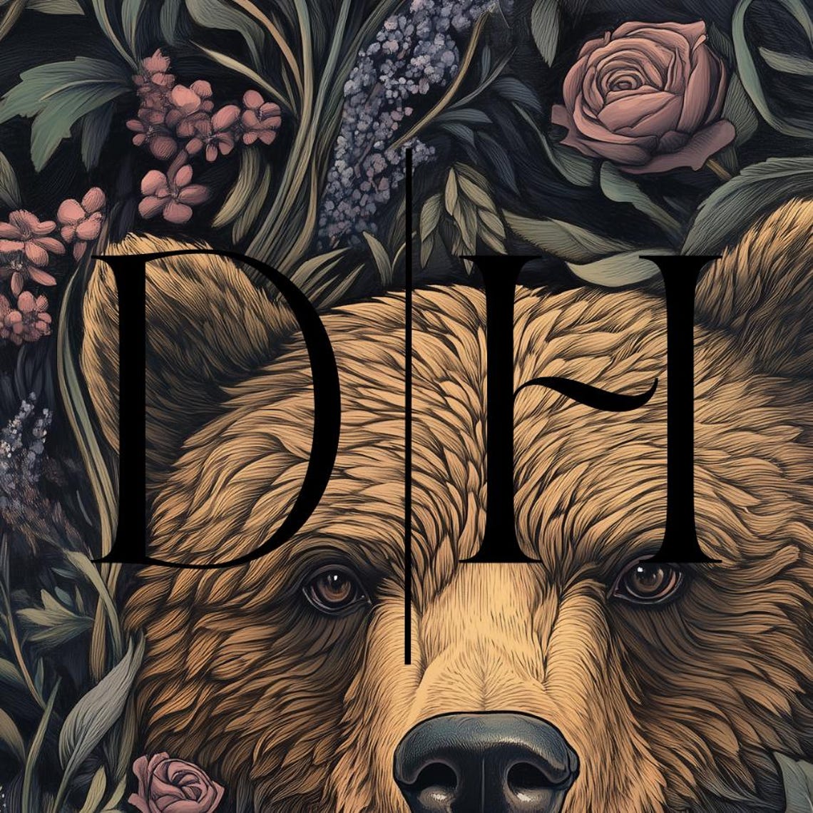 Bear Floral William Morris Inspired Moody Rose Forest Poster - Image 3