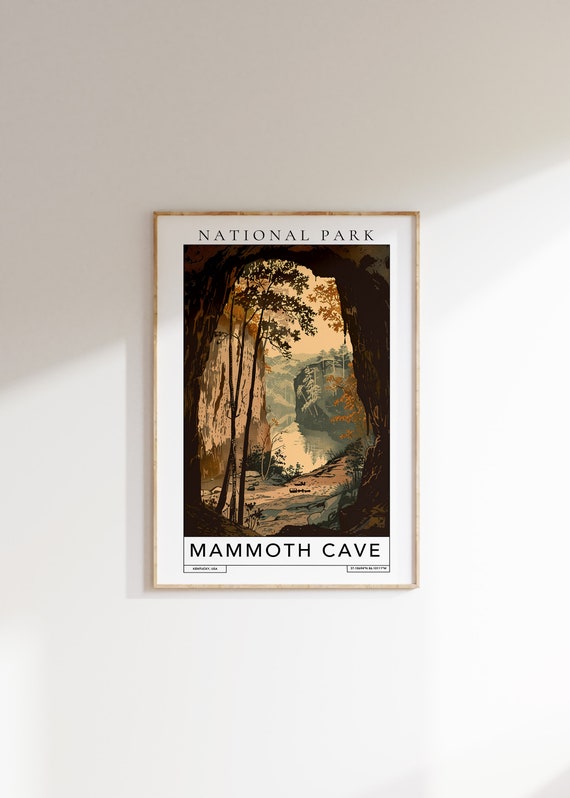 Mammoth Cave National Park Travel Print Mammoth Cave Kentucky Travel Poster Mammoth Cave Gift Travel Print National Park