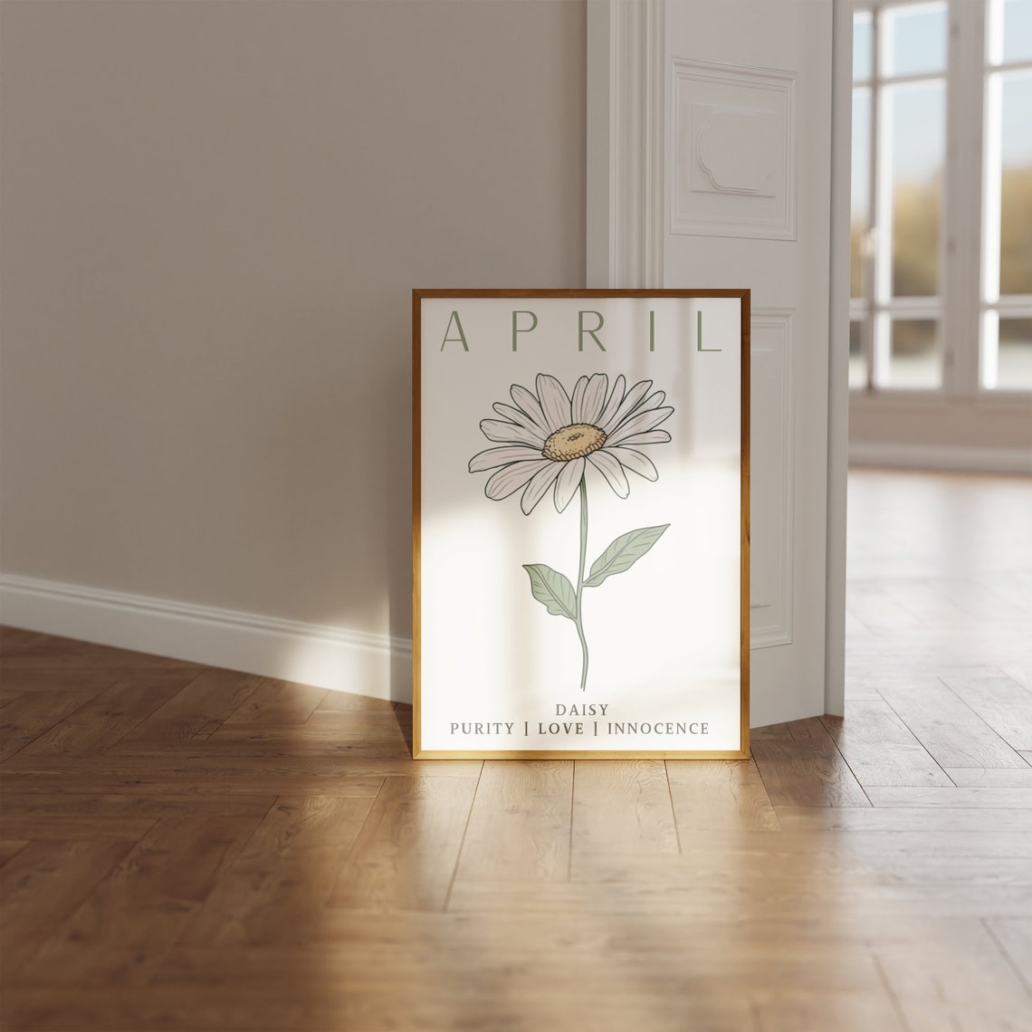 April Birth Flower Daisy Art Print Birth Month Floral Wall Art - Image 2
