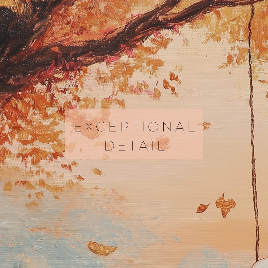 Cute Ghost Swinging From A Tree Art Halloween Autumn Artwork Fall Authentic Art Print Autumn Colors - Image 2
