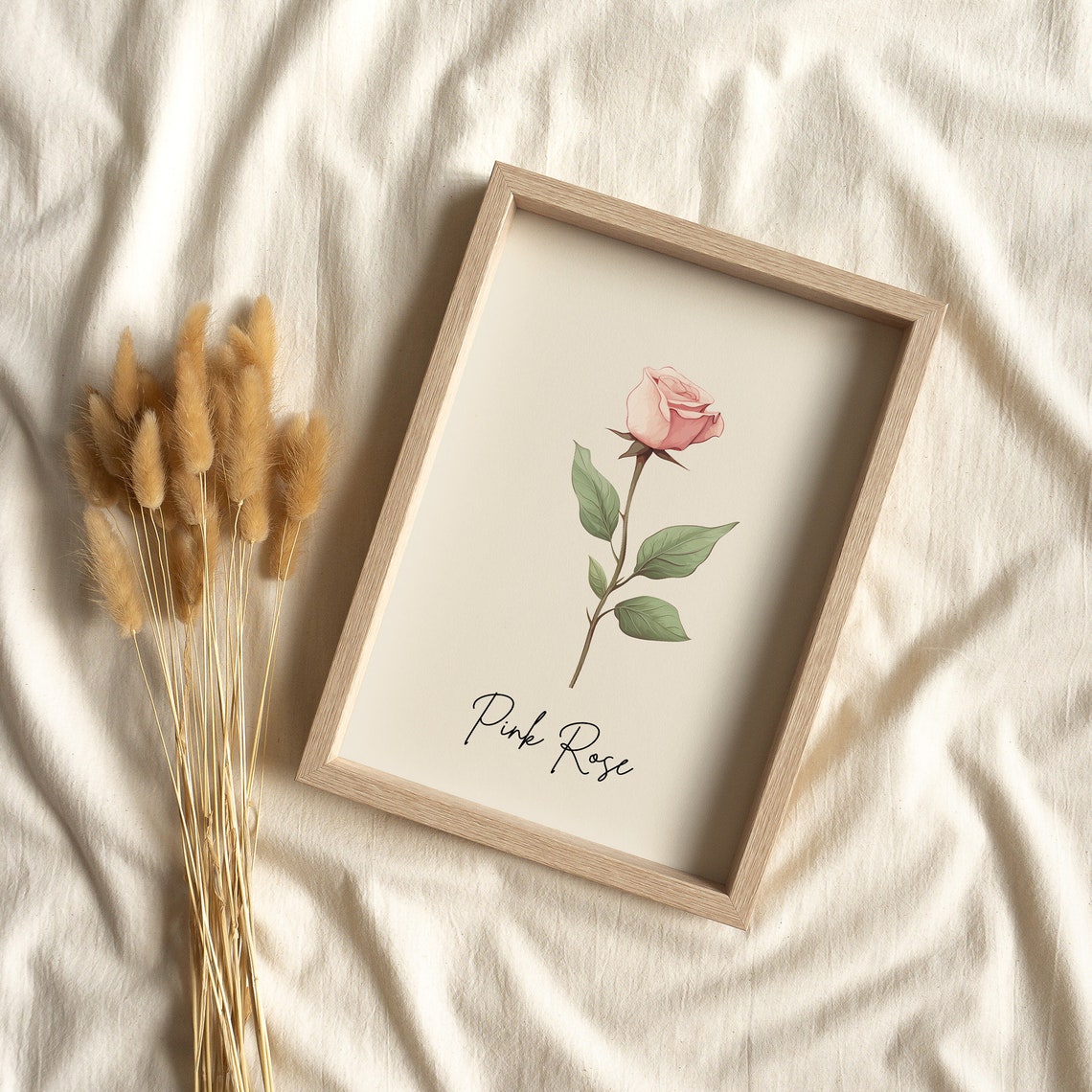 Pink Rose Botanical Watercolor State Flower Minimalist Art Print - Image 2