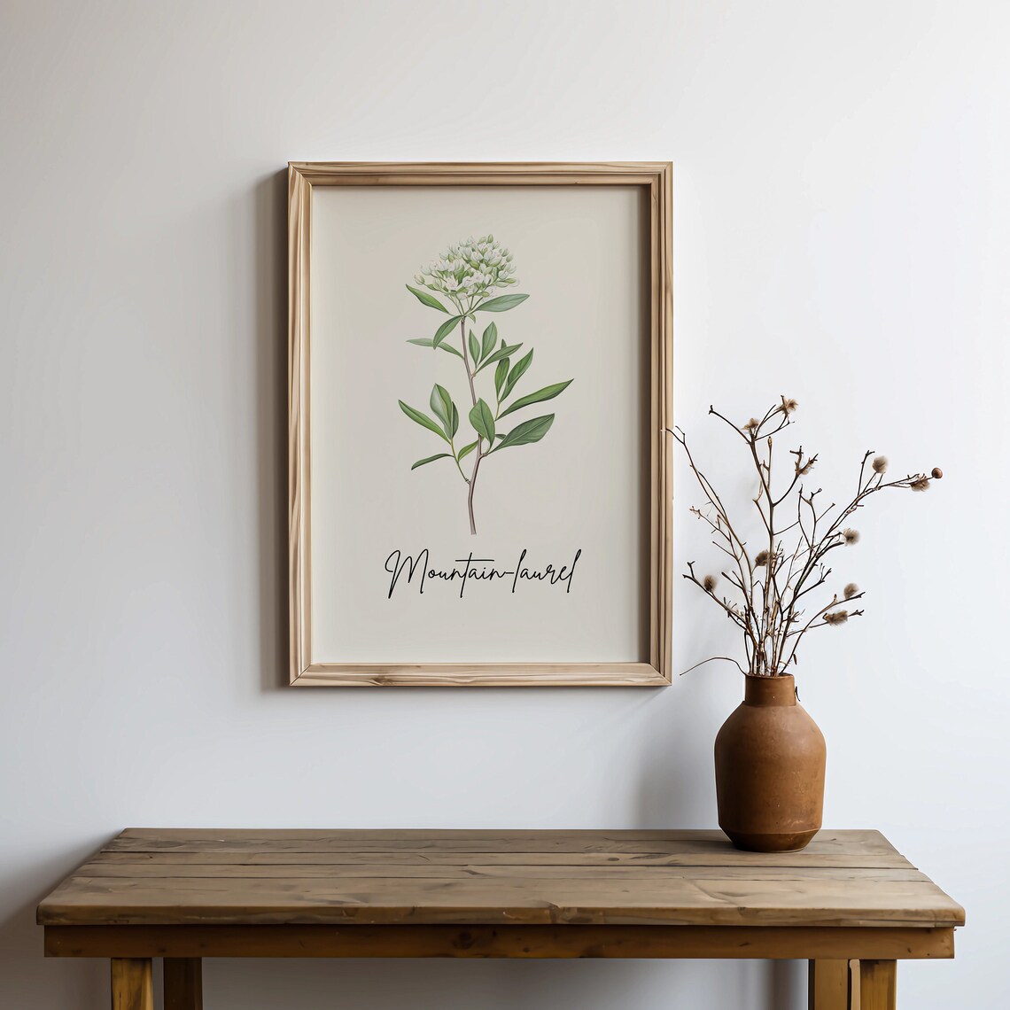 Mountain Laurel Botanical Watercolor State Flower Minimalist Art Print - Image 3