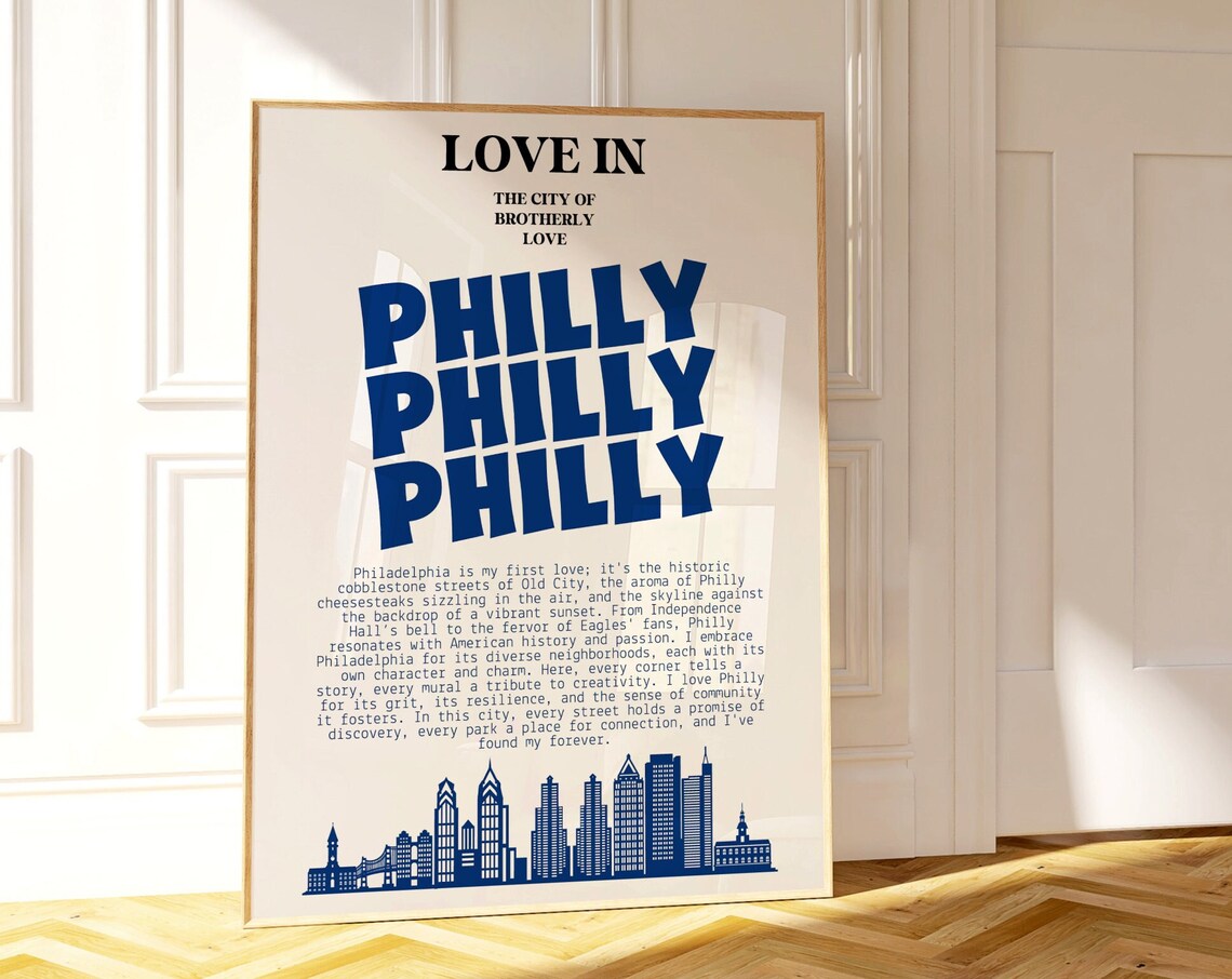 Philadelphia Retro Cityscape Art Print, Philly Poster