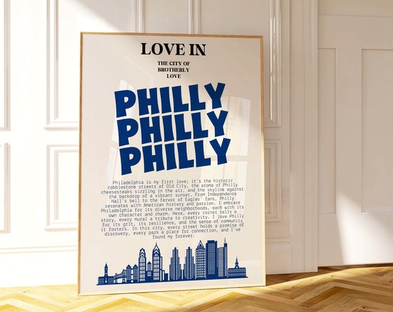 Philadelphia Retro Cityscape Art Print, Philly Poster