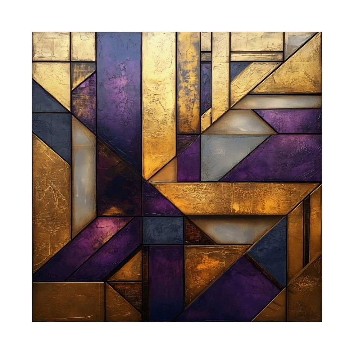 Art Deco Purple Gold Geometric Abstract 1920s Metallic Wall Poster - Image 3