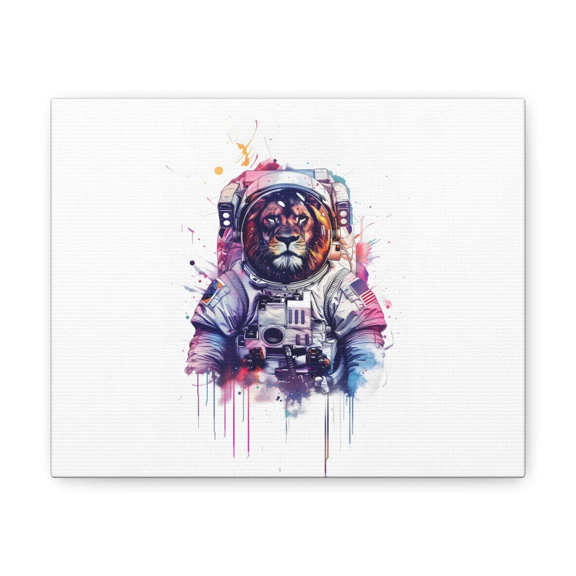 Fierce Lion Astronaut Watercolor Paint Splash Galaxy Cosmic Poster - Image 3