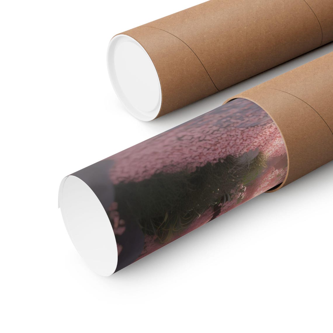 Sunlit Cherry Blossom Path Pink Petals Dreamy Spring Tunnel Poster - Image 2