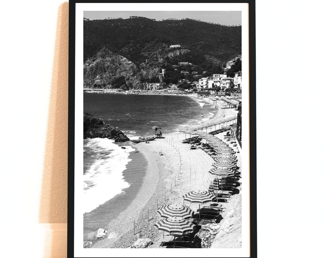 Italy Black And White Beach Travel Poster