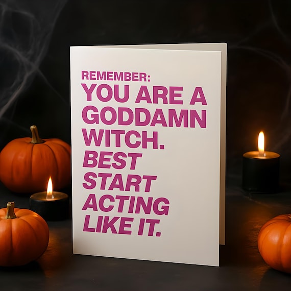 Witch Greeting Card, Feminist Typography Note