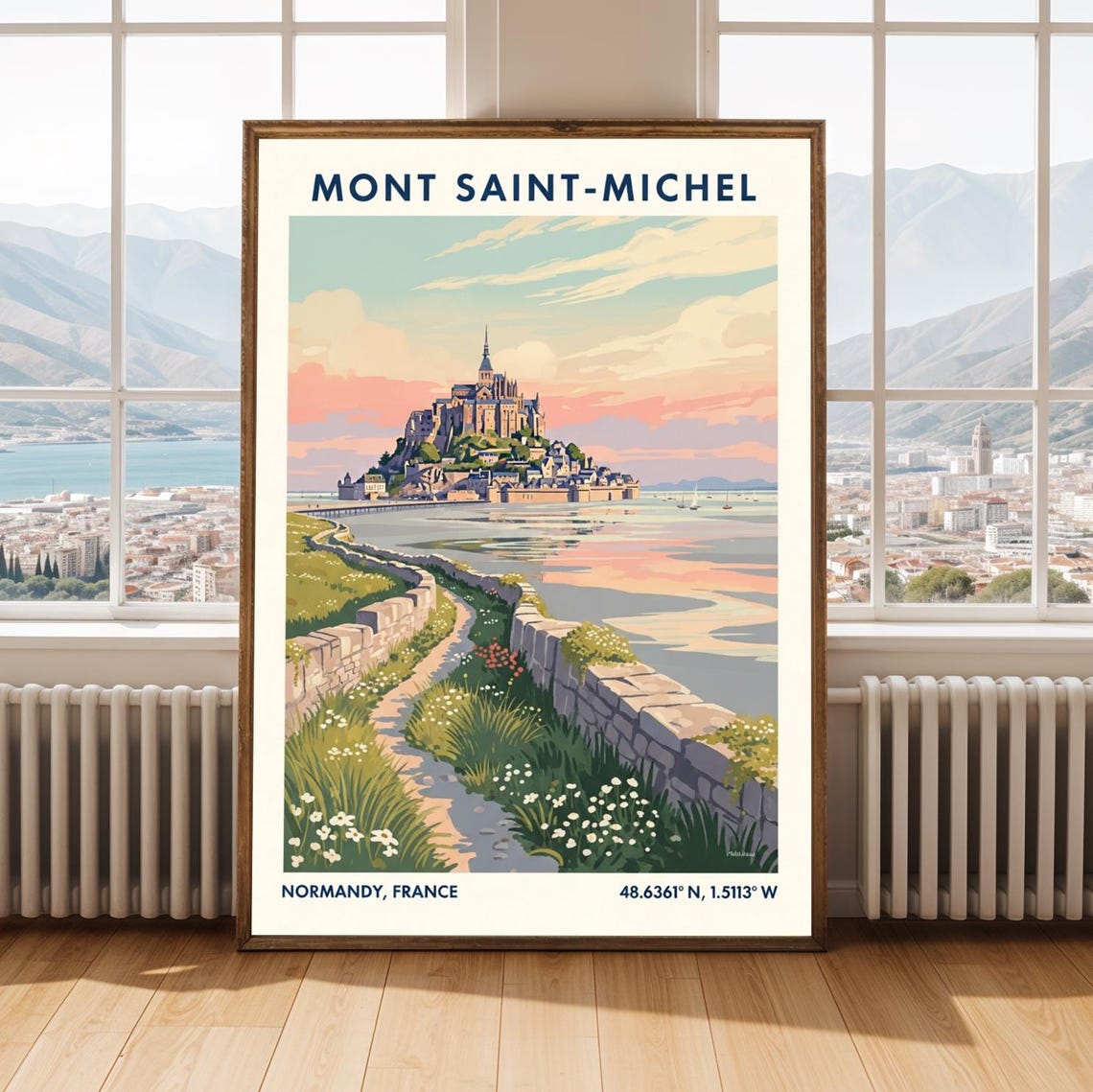 Mont Saint Michel Normandy Tidal Abbey France Vintage Travel Poster