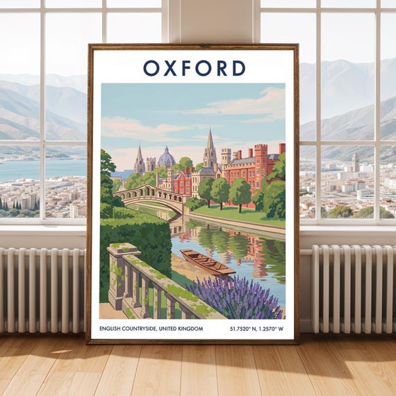 Oxford Travel Poster British Cityscape Art Print