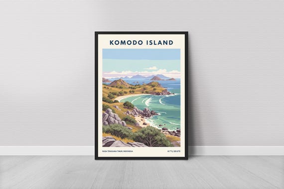 Komodo Island Coast Travel Poster Art Print Wall