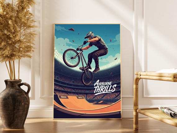 Bmx Rider Art Print Extreme Sports Illustration
