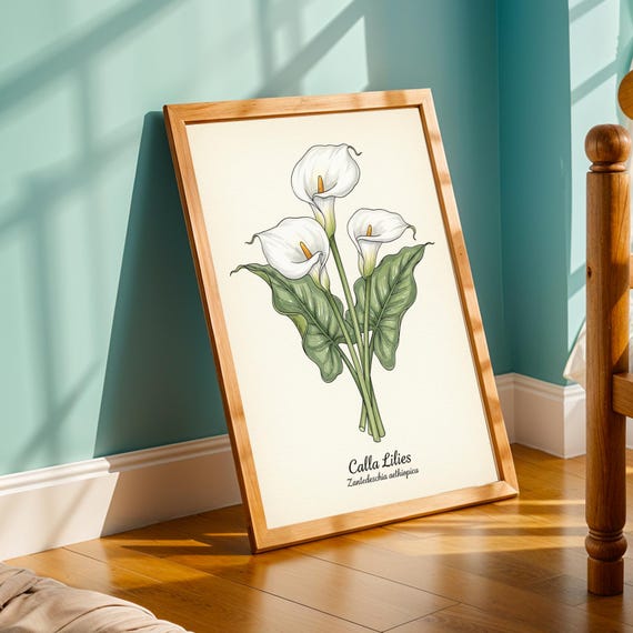 Calla Lilies Botanical Print Vintage Watercolor Art