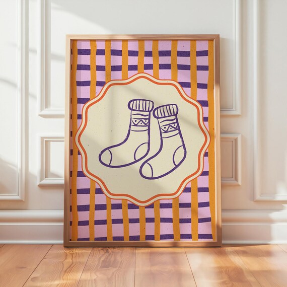 Colorful Christmas Stockings Cozy Festive Holiday Print Decor