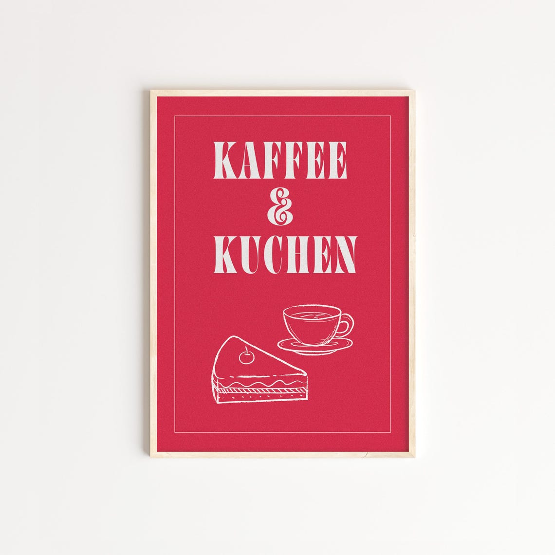Kaffee und Kuchen Red German Kitchen Coffee Cake Illustration Poster