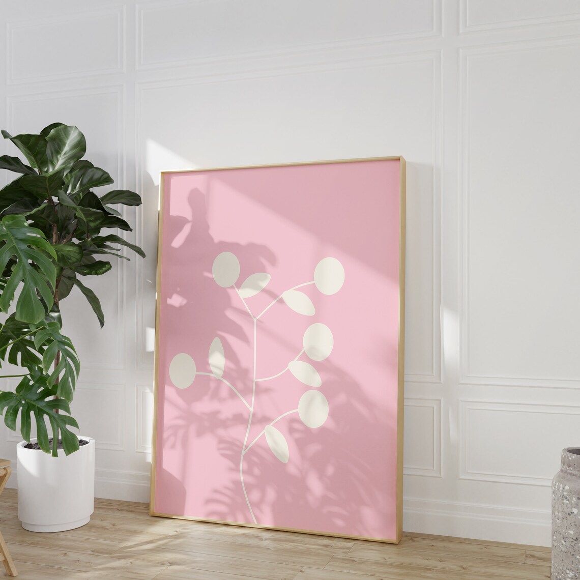 Dusty Rose Boho Abstract Branch Botanical Minimalist Line Art Poster - Image 4