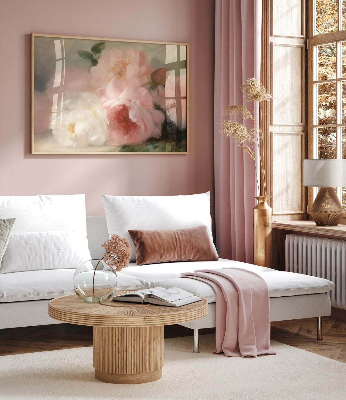 Vintage Peonies Blush Pink Oil Painting Floral Nursery Art Poster - Image 3