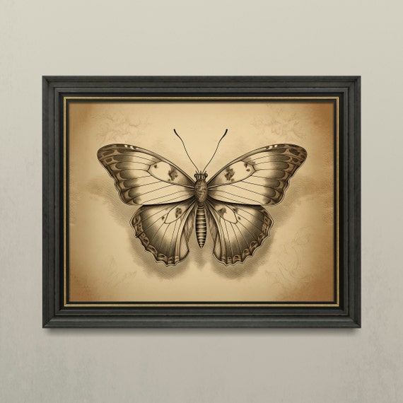Butterfly Light Academia Print Victorian Cottagecore Decor Vintage Print Academia Aesthetic Art