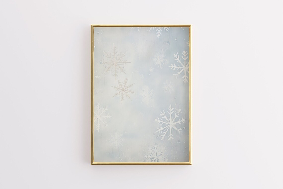 Snowflake Pattern Pale Blue Winter Vintage Delicate Frost Wall Poster - Image 2