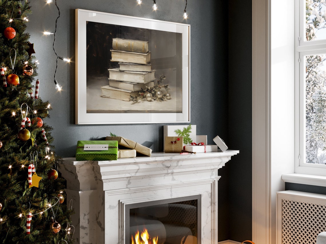 Stack of Vintage Books with Holly Moody Still Life Painting Poster - Image 4