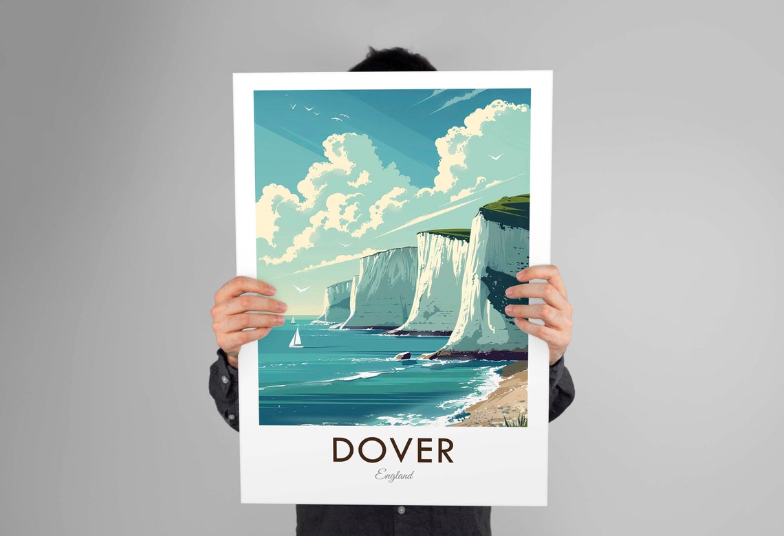 Dover England White Cliffs Sailboat Channel Vintage Travel Poster - Image 3
