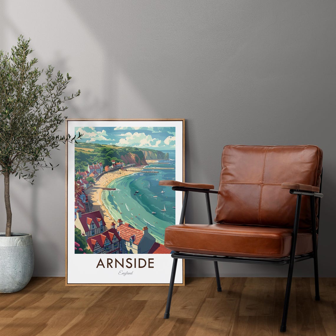 Arnside England Seaside Town Beach Sailing Vintage Travel Poster - Image 2