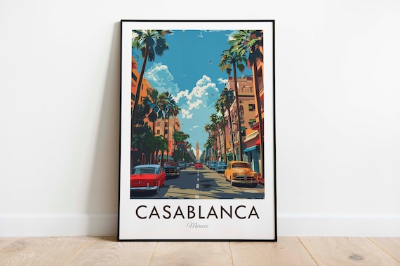 Casablanca Morocco Vintage Style Travel Print Wall Art Home Decor Wall Hanging Art Lover Gift Decor
