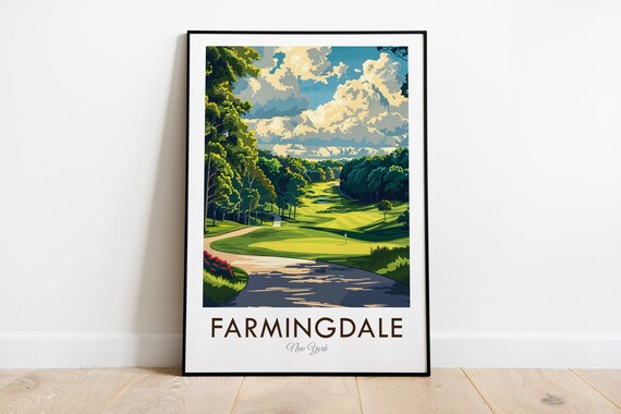 Farmingdale Golf Course New York Usa Vintage Style Travel Print Wall Art Home Decor Wall Hanging Art Lover Gift Decor