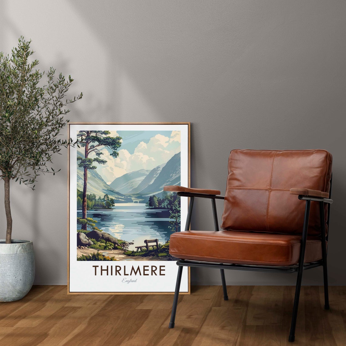 Thirlmere Lake England Cumbria Mountainside Valley View Poster